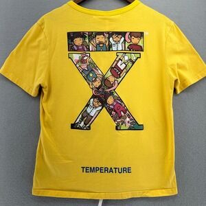 2013 Temperature Main Label Off-White c/o Virgil Abloh Yellow DS Shirt SZ S Y2K